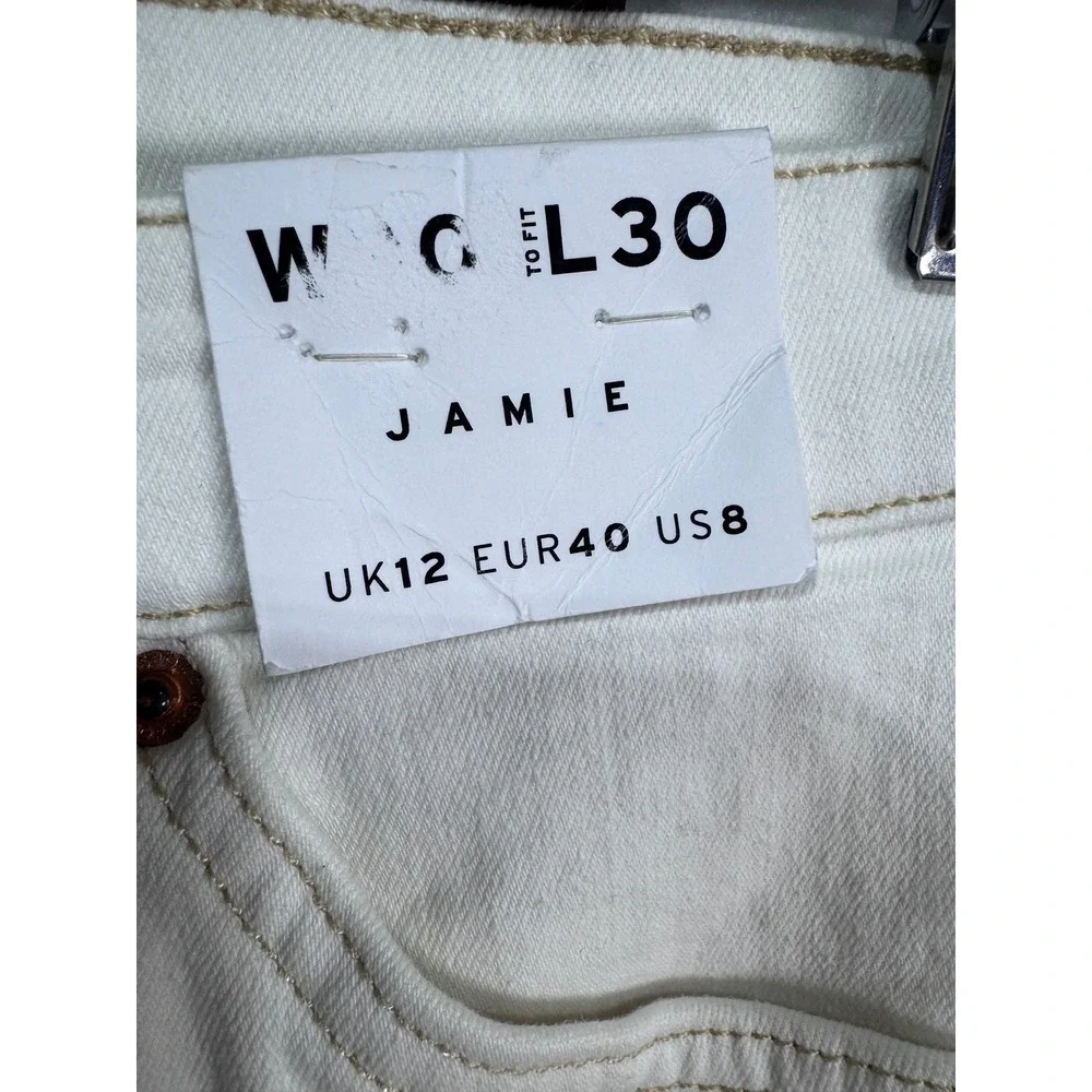 Topshop Jamie White High‎ Waisted Skinny Jeans Minimalist Women's 8